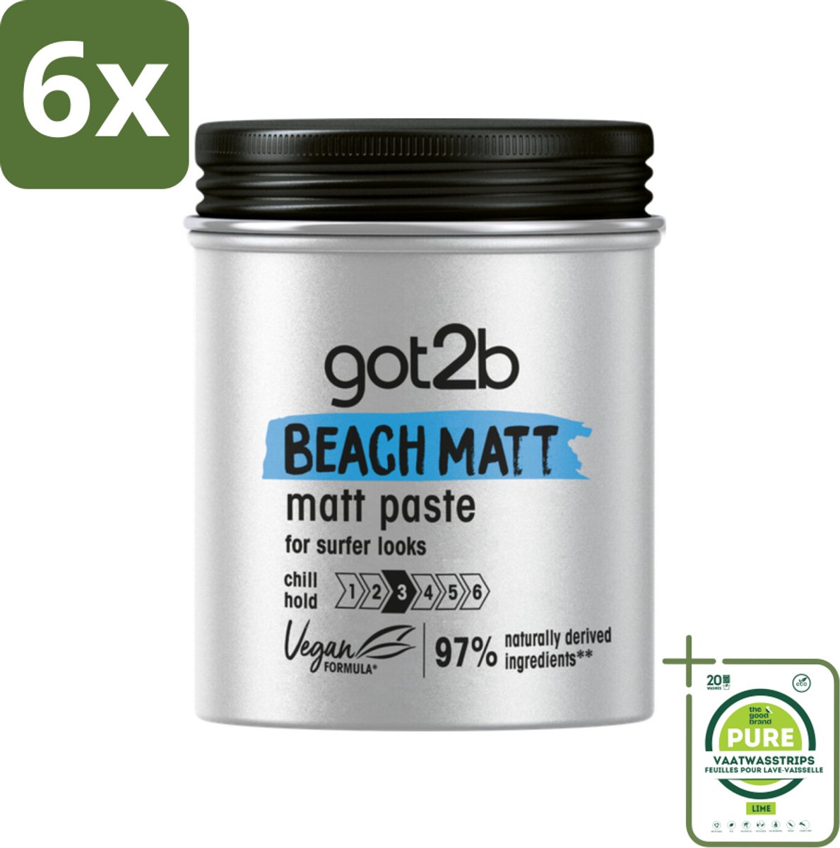 Got2B - Styling Paste - Beach Matt - 100 ml - Voordeelverpakking - 6 stuks - Beach look - Matte styling