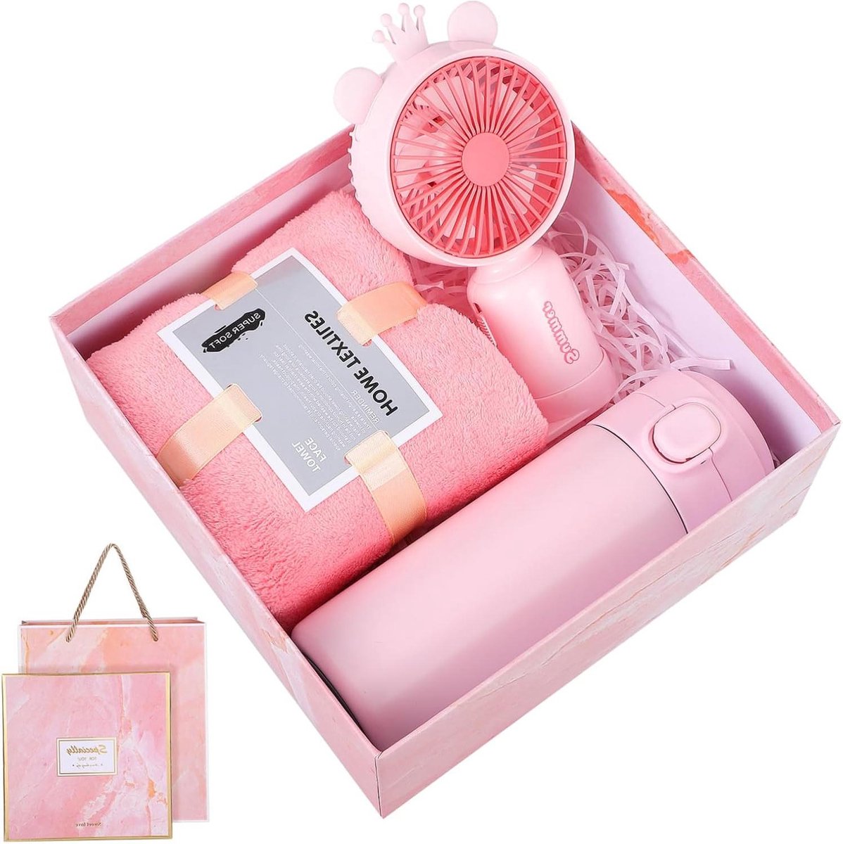 Cadeauset Vrouwen - Verzorgingspakket Cadeau - Feestelijke Gelegenheden - Praktische Artikelen - 25 x 24 x 12 cm - Roze