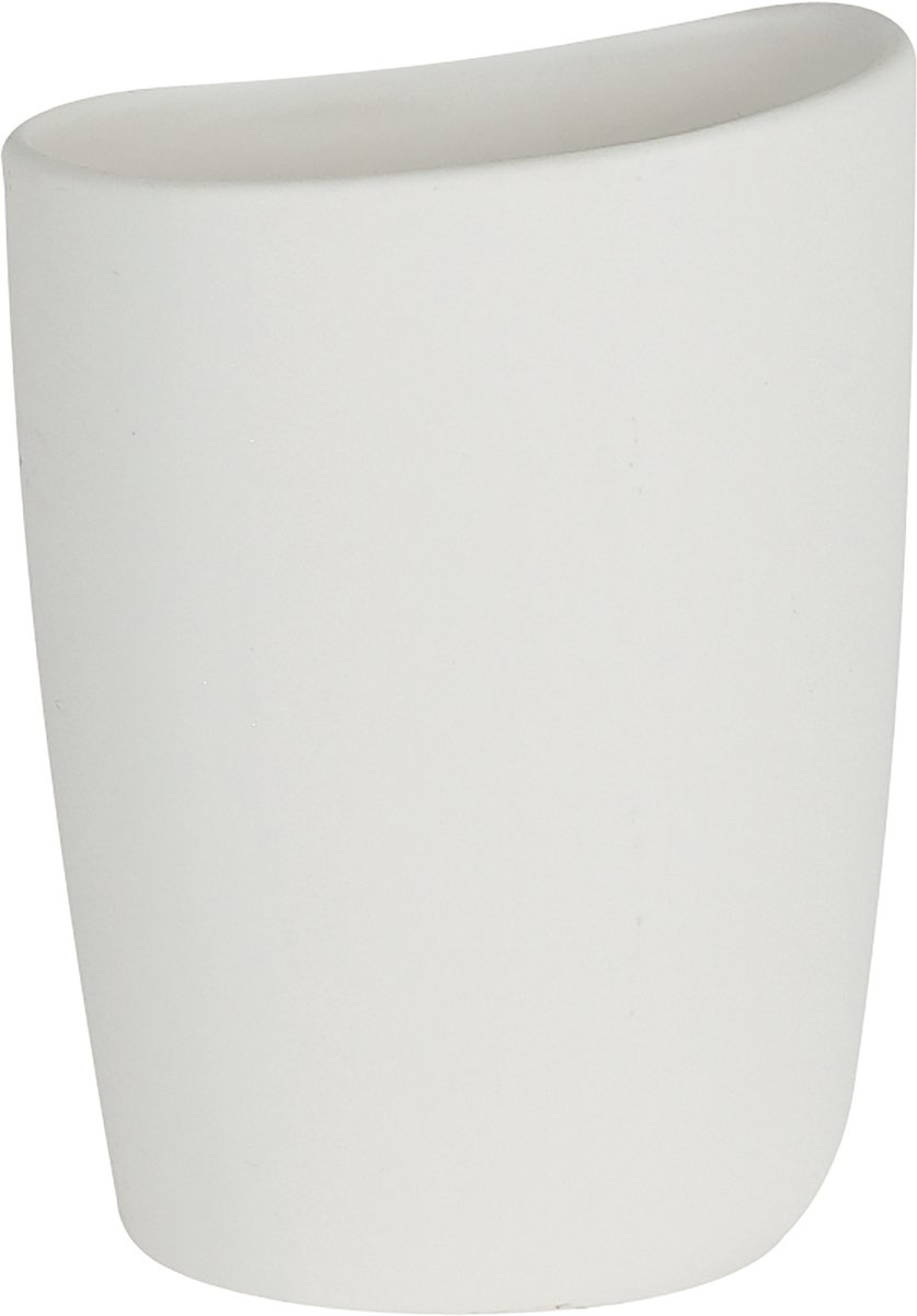 Spirella ETNA Tandenborstelhouder Wit – Tumbler Badkamer Beker voor Tandenborstel en Tandpasta – Badkamer Accessoires – 9,5 x 7 x 12,5 cm