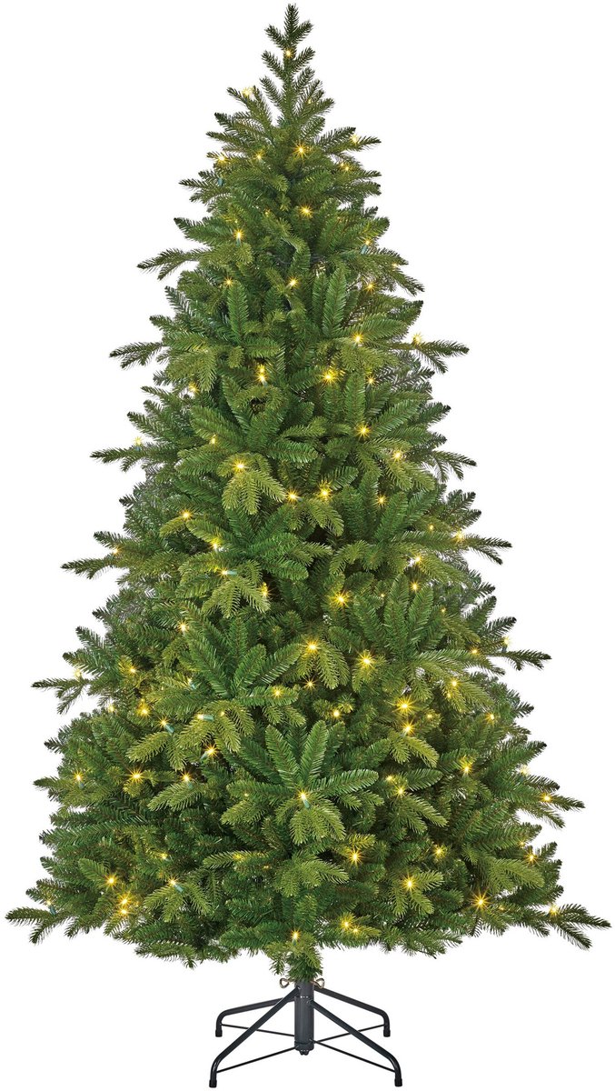 Black Box Trees Brampton Kerstboom met Verlichting - Kunstkerstboom Slim Model met 240 LED Lampjes - Kerstversiering voor Binnen - Extra Smal - H215 x Ø125 cm - Groen
