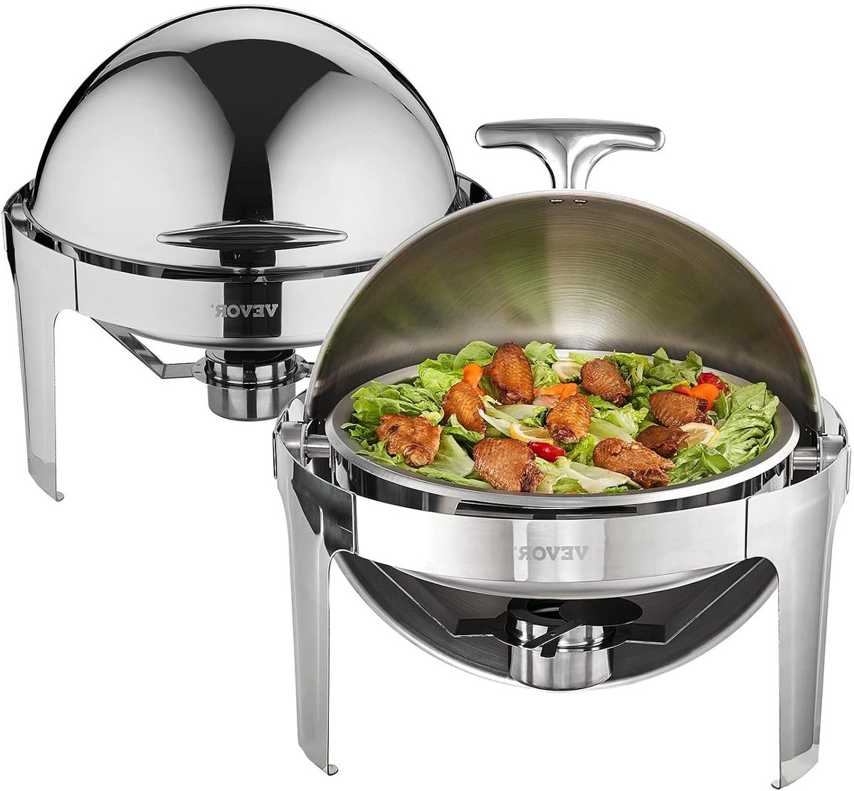 Catering Warmer - Buffet Set - Voedsel Presentatie - Oprolbaar Deksel - 6 Qt Capaciteit - Zilver