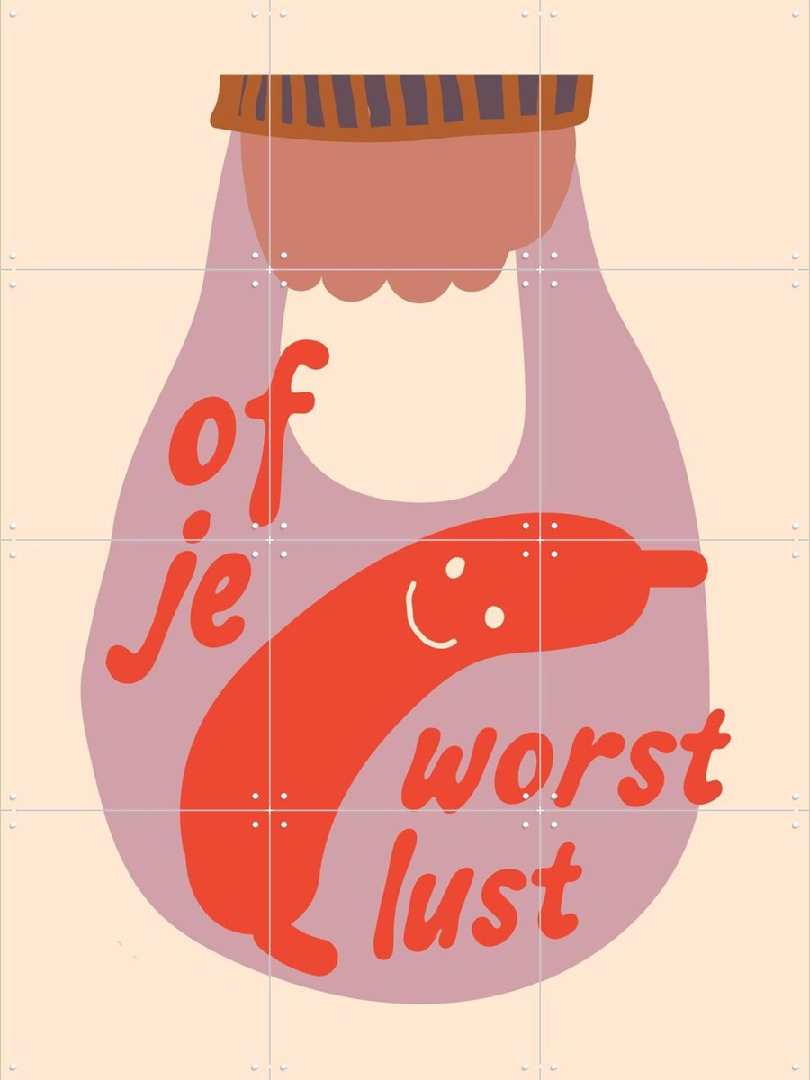 IXXI Of Je Worst Lust, Mella Mella - 60 x 80 cm - Gratis ophangtool - Grote wanddecoratie en posters - Cartoonesk, Illustraties, Speels, Typografie