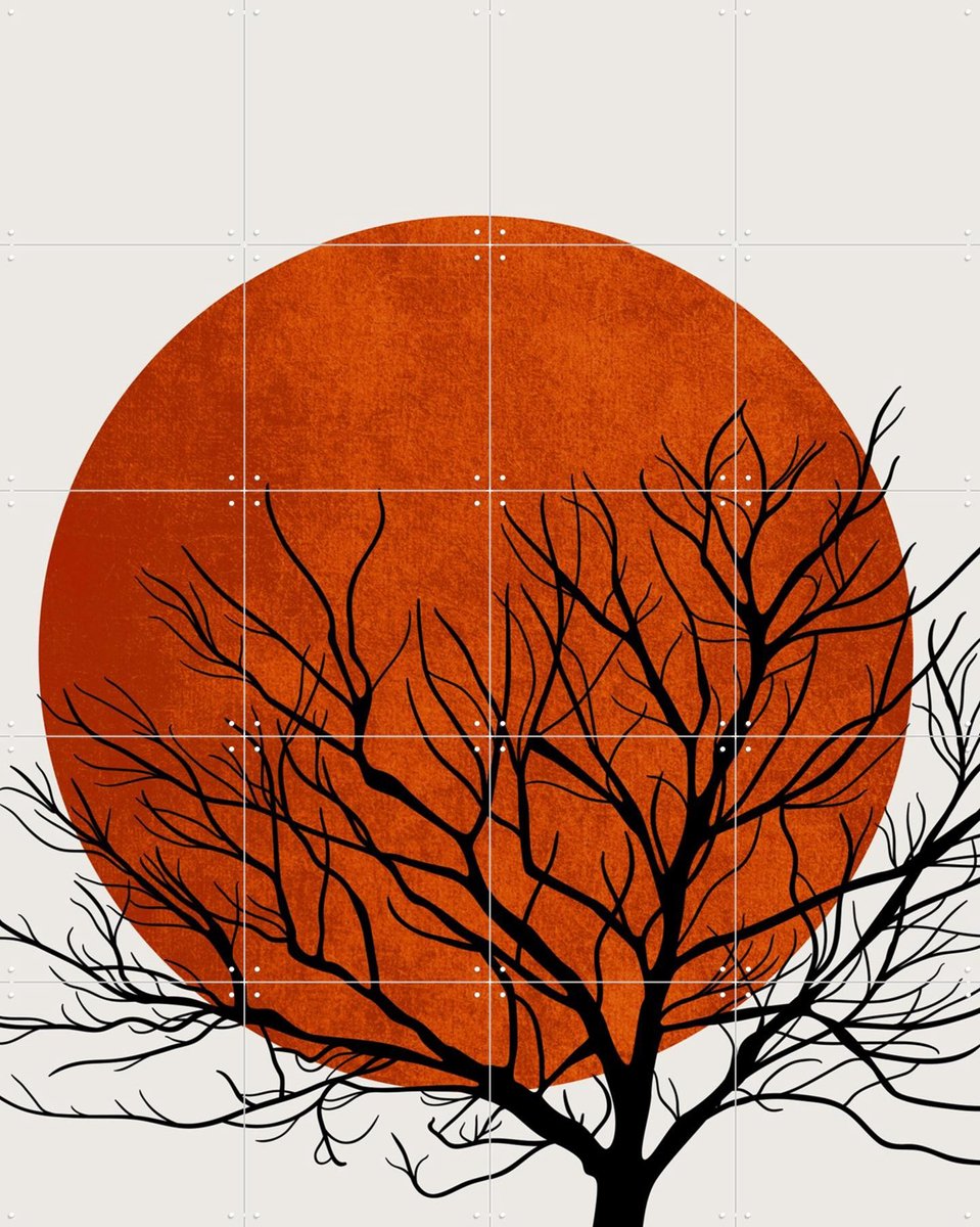 IXXI Warm Winter, Kubistika - 80 x 100 cm - Gratis ophangtool - Grote wanddecoratie en posters - Line art, Surrealisme, Abstract, Geometrische Kunst