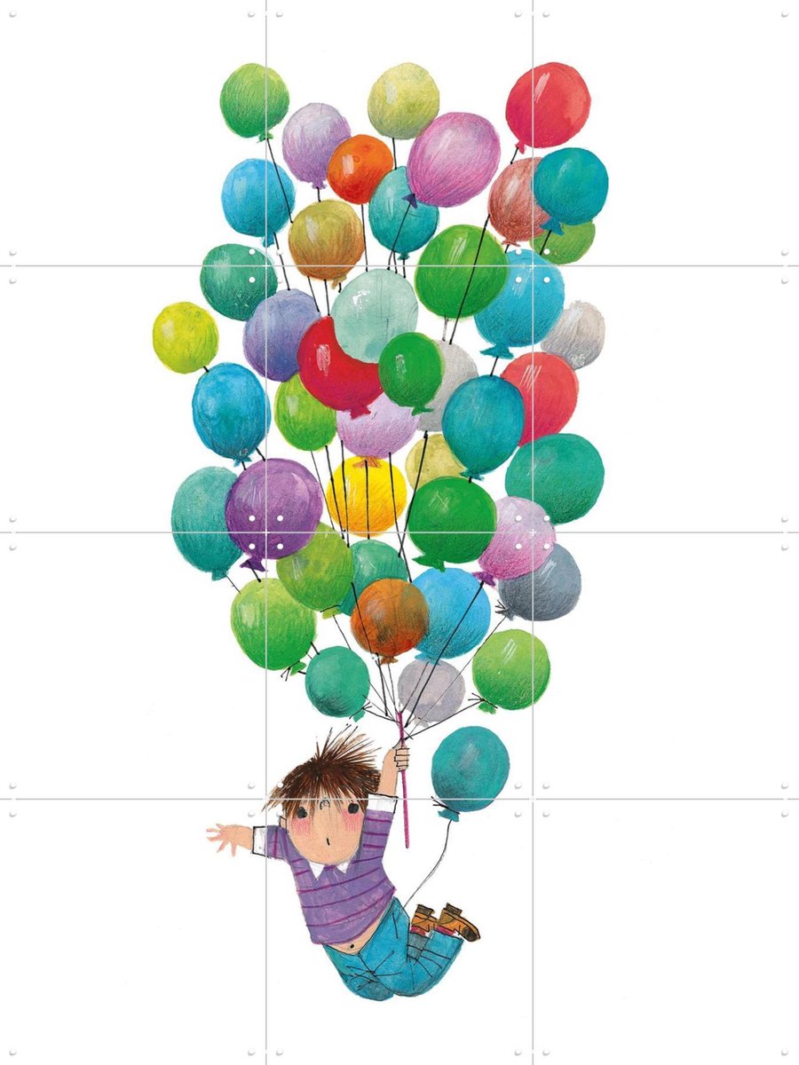 IXXI Fieps Ballonnenfeest, Fiep Westendorp - 60 x 80 cm - Gratis ophangtool - Grote wanddecoratie en posters - Kleurrijk, Tekeningen, Speels
