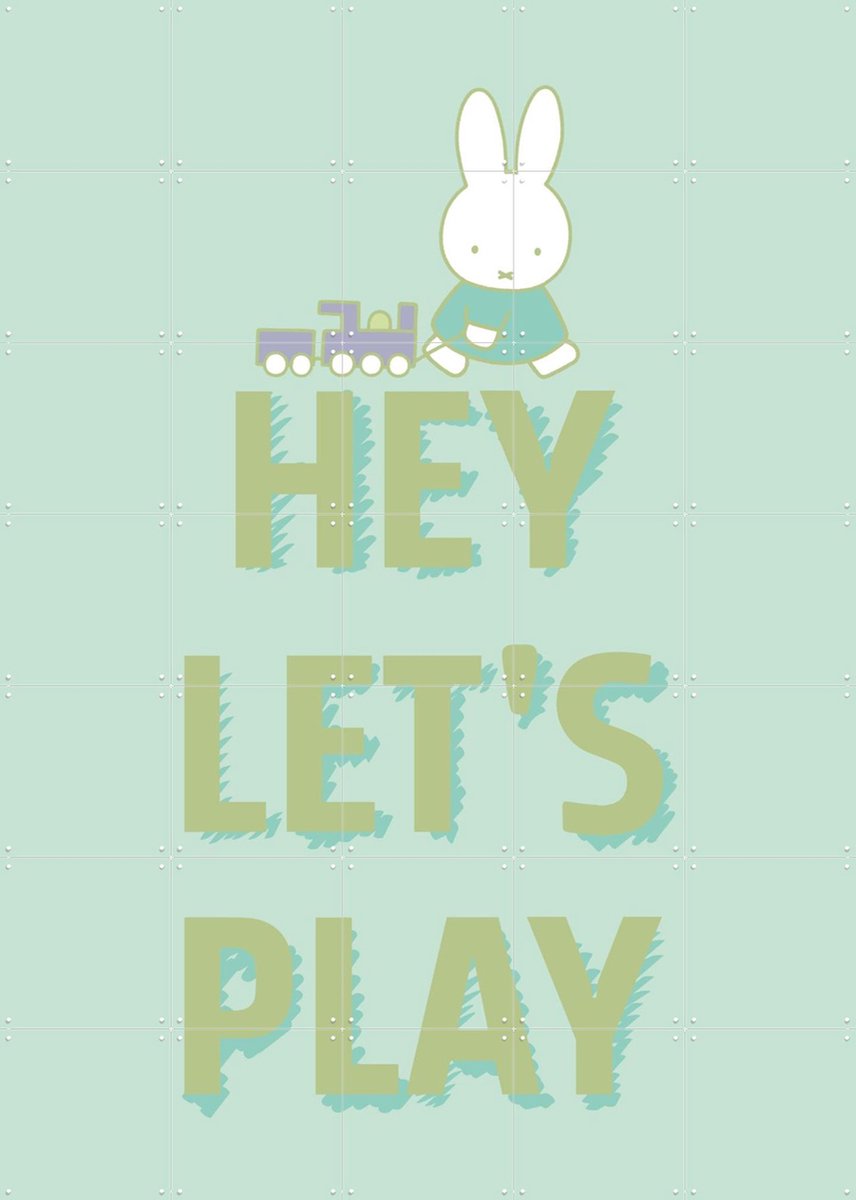 IXXI Nijntje Let's Play, Nijntje - 100 x 140 cm - Gratis ophangtool - Grote wanddecoratie en posters - Speels, Cartoonesk, Kleurrijk, Illustraties