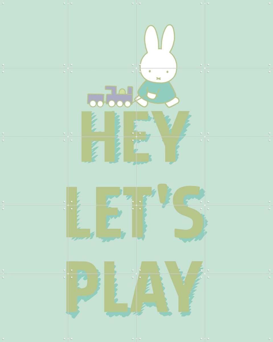 IXXI Nijntje Let's Play, Nijntje - 80 x 100 cm - Gratis ophangtool - Grote wanddecoratie en posters - Speels, Cartoonesk, Kleurrijk, Illustraties