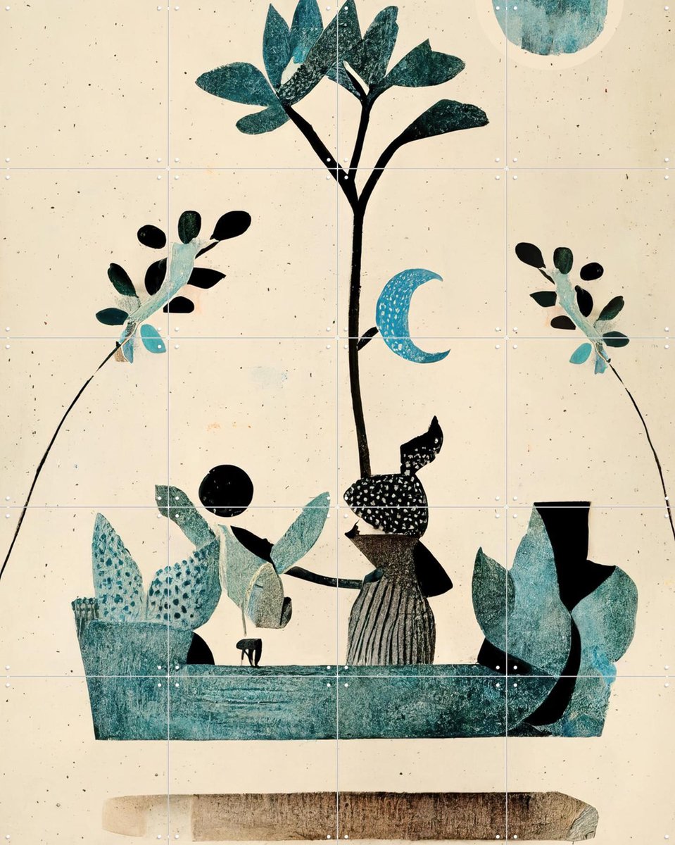 IXXI My Fantastic Journey, Treechild & Various - 80 x 100 cm - Gratis ophangtool - Grote wanddecoratie en posters - Collage, Speels, Gemengde
