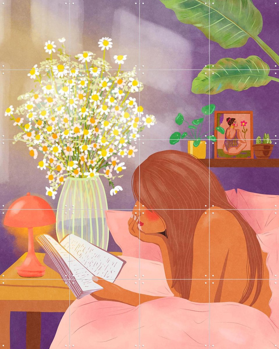IXXI Lazy Sunday Mood, Raissa Oltmanns - 80 x 100 cm - Gratis ophangtool - Grote wanddecoratie en posters - Speels, Illustraties, Kleurrijk, Digitale