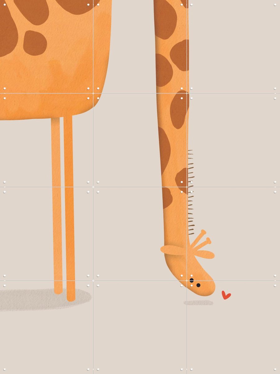 IXXI Giraf, Alijt - 60 x 80 cm - Gratis ophangtool - Grote wanddecoratie en posters - Modern, Cartoonesk, Speels, Illustraties, Kleurrijk
