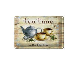 Blechschild Tee 30x20cm Tea Time India Ceylon Teekanne