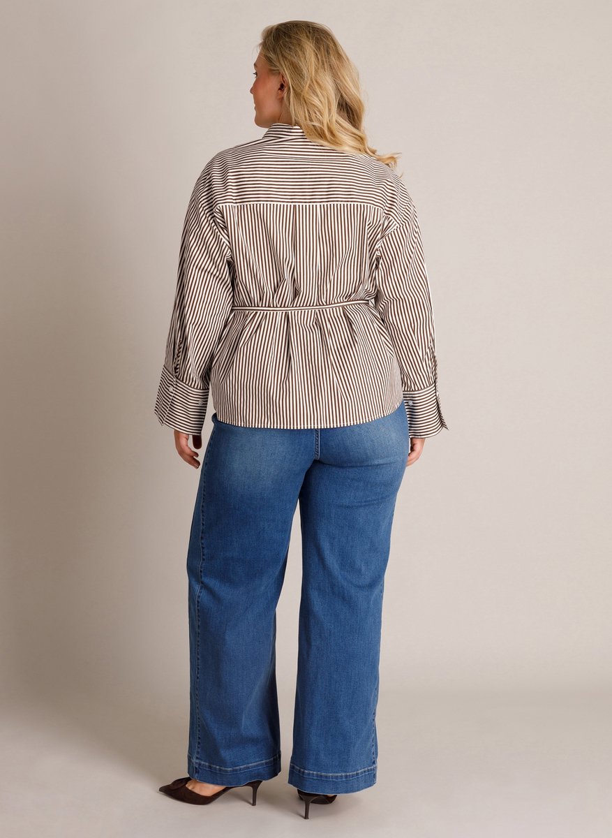 YEST CURVE Talina Blouses - Mocca Brown/Off Whit - maat 4(54/56)