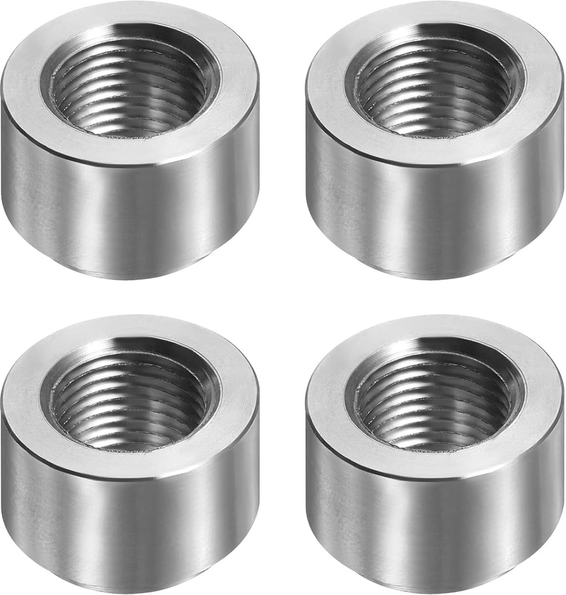 4 stuks zuurstofsensorplug, M16 OD 1,5 mm pitch 0,63 inch lengte aluminium vrouwelijke plug, stap stijl adapter schroefdraad aansluiting buisconnectoren, zilvertint