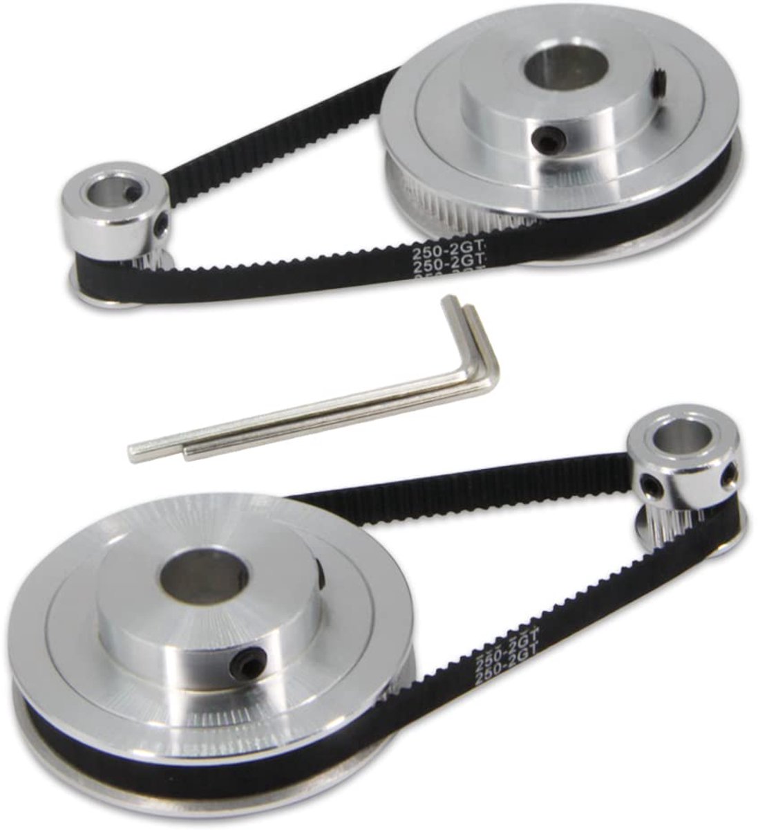 2 STKS Set GT2 Synchrone Wiel 20 & 80 Tanden 10mm Boring Aluminium Timing Katrol met 2 STKS Lengte 250mm Breedte 6mm Riem (20-80T-10B-6)