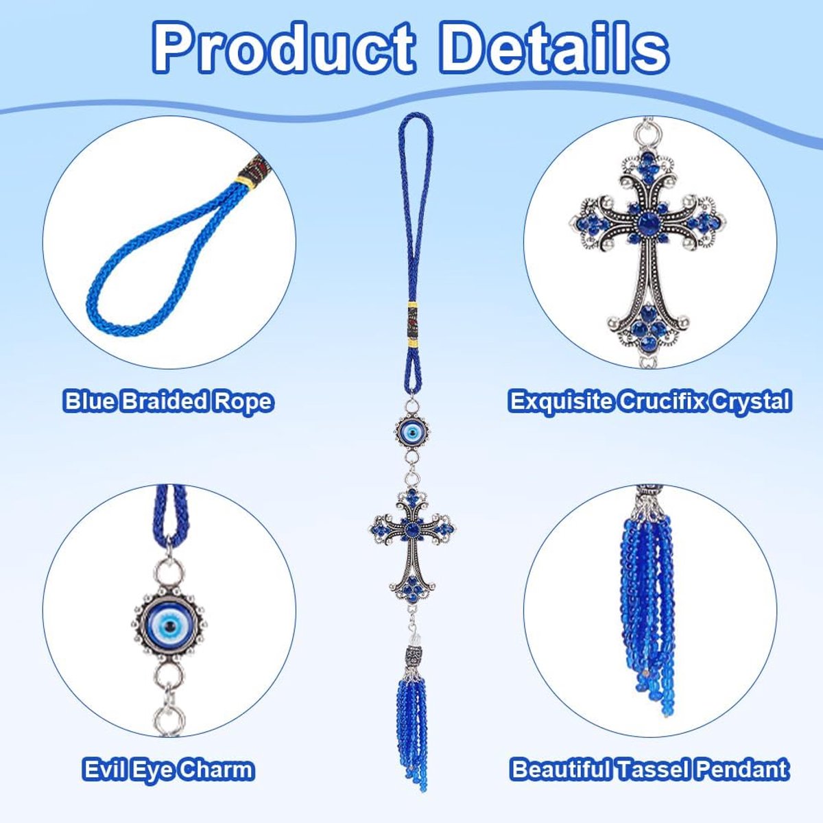 Boze Oog Auto Opknoping Ornament Kruis Hanger Turks Blauw Boze Oog Auto Bedels Kralen Beschermende Home Muur Decor voor Auto Achteruitkijkspiegel Raam Kamerdeur