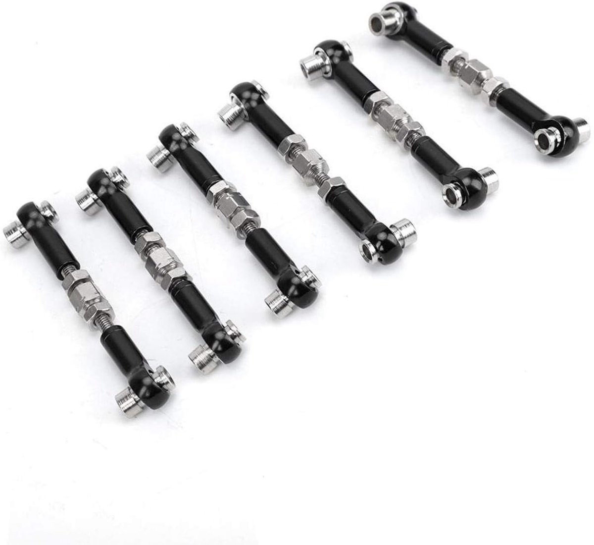 RC trekstang, verstelbare trekstangset voor Servo Link 6 stuks voor RC Hobby Model Car 1/10 Buggy Tourning Car 47 mm accessoires (zwart)