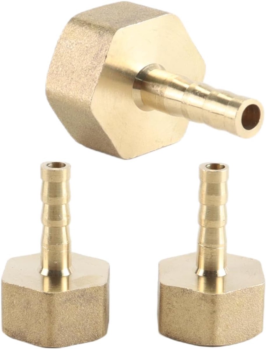 Verpakking van 2 messing slangtuitjes met weerhaken, slangaansluiting 6 mm G 1/2 inch NPT binnendraad