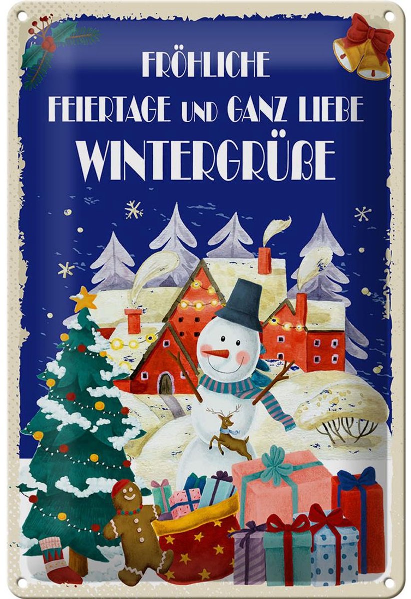 Blechschild 20x30cm WINTERGRÜSSE WEIHNACHTSGRUSS