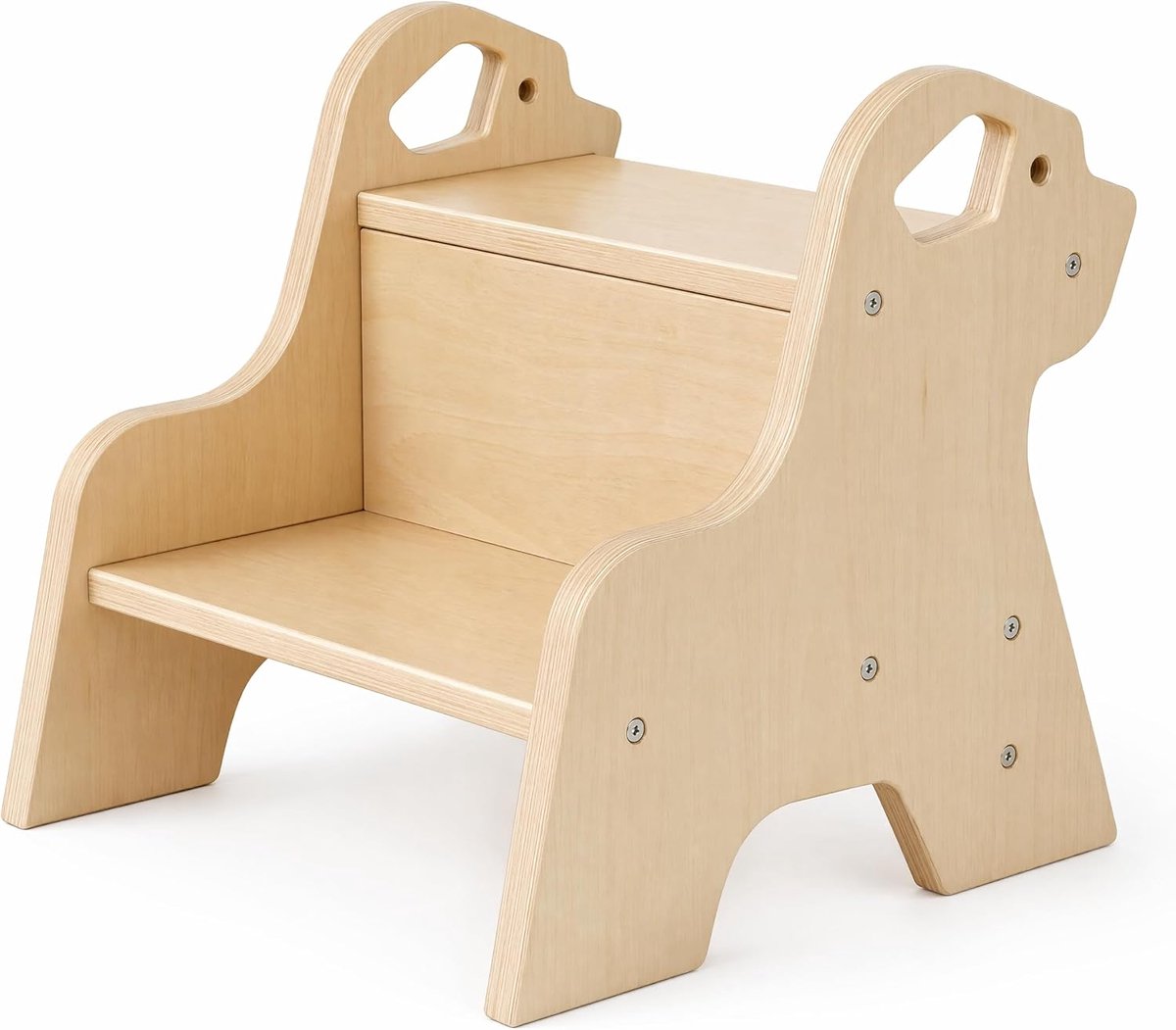 Opstapkruk voor kinderen, 2-traps kruk, kinderkruk, met antislipmat en handgreep, multifunctionele houten opstapkruk voor badkamer, keuken, kinderkamer, volwassenen, senioren