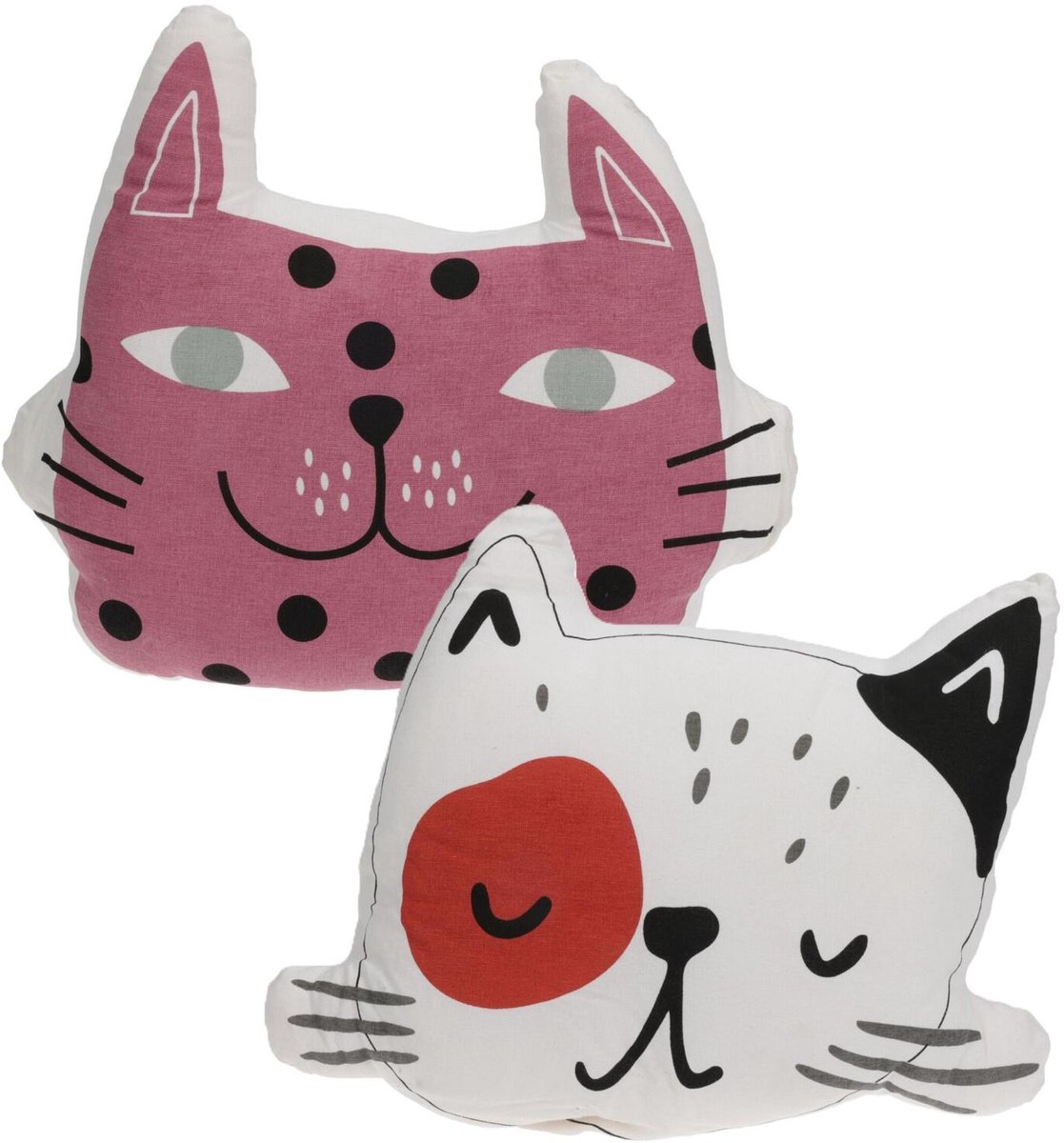 Home & Styling Dieren sierkussen set - 2x - Kat / poes - kinderkamer - 35 x 40 cm - polyester