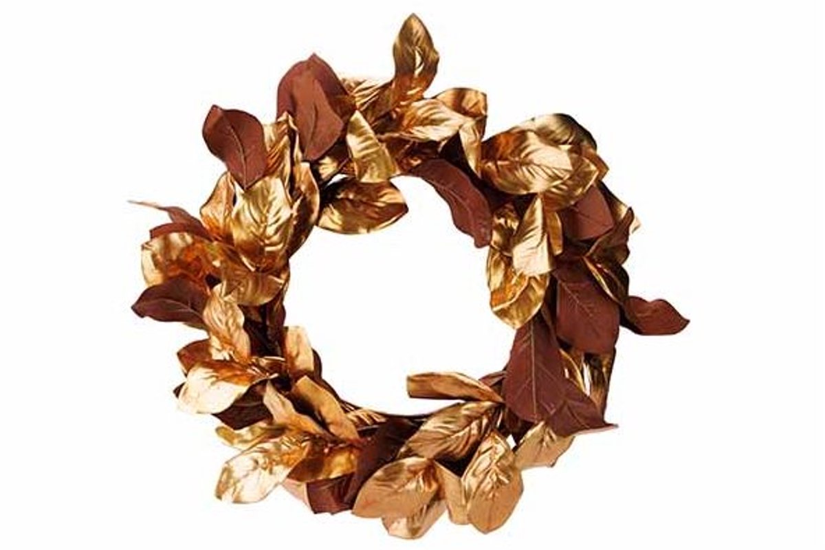 Krans Leaves Goud 12x12xh61cm Rond Kunst Stof