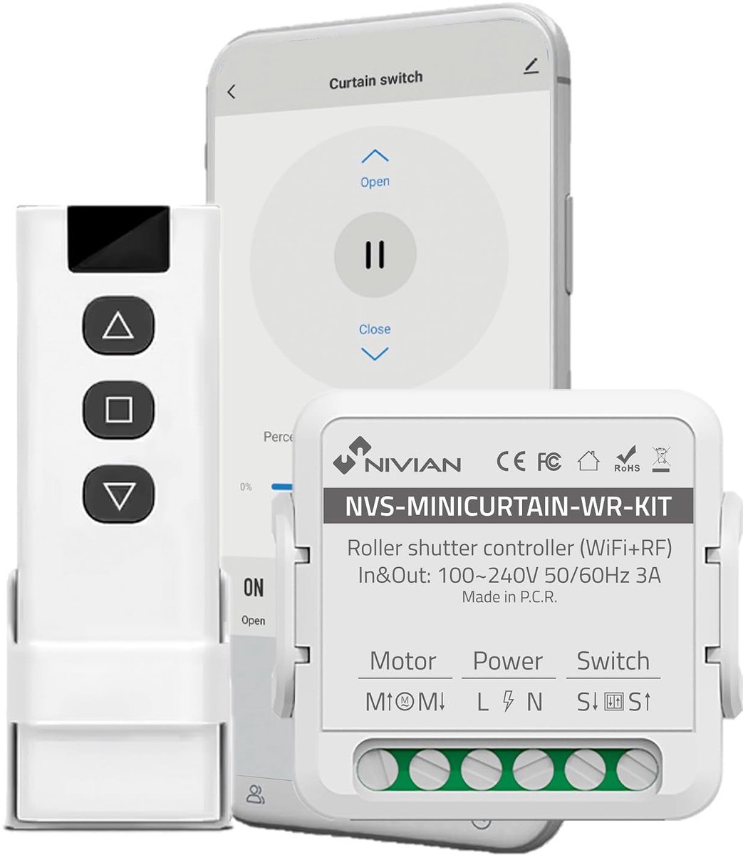 Rolluik motor controller met RF afstandsbediening - WiFi blind switch - Tuya app en timer - SnelShoppen