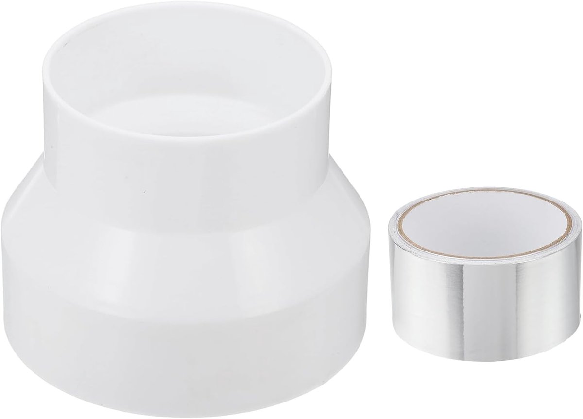 Duct Reducter, 10 cm tot 3 inch PVC Luchtkanaal Adapter Kanaal Reducer Verloopstuk Verhoging Kegel voor Badkamer Keuken Inline Ventilatiesystemen, Wit