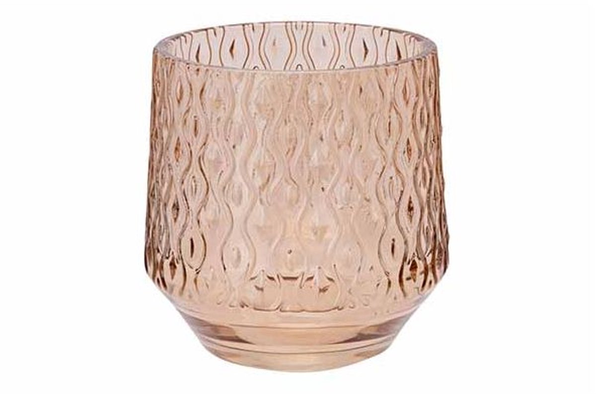 Theelichthouder Wave Taupe 9,5x9,5xh10cm Glas