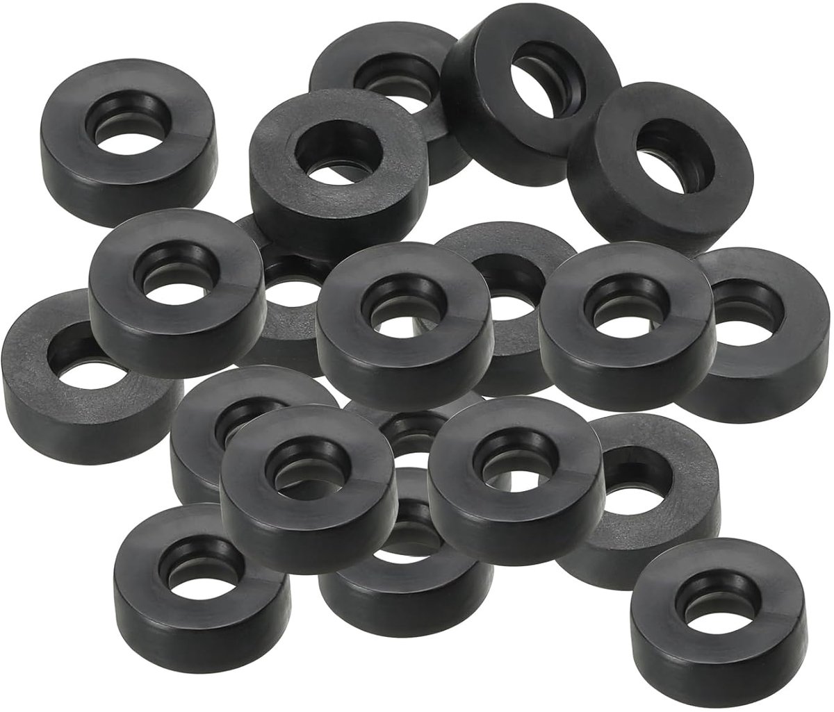 M6 Rubberen sluitringen, rubberen afdichting, rond, 20 stuks, 6 mm ID, 12 mm OD 4,5 mm dik, platte sluitringen, set, afdichtingsrubber voor kraanbuis, bevestigingsschroef, zwart
