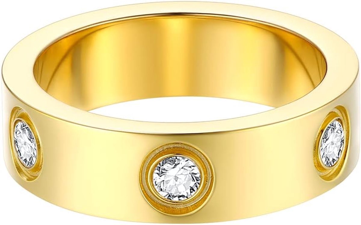 Ringen gegraveerde liefde vriendschap band roestvrij staal/zwart/verguld Cubic Zirconia belofte ring maat J 1/2-V 1/2 (geschenkdoos verzenden)