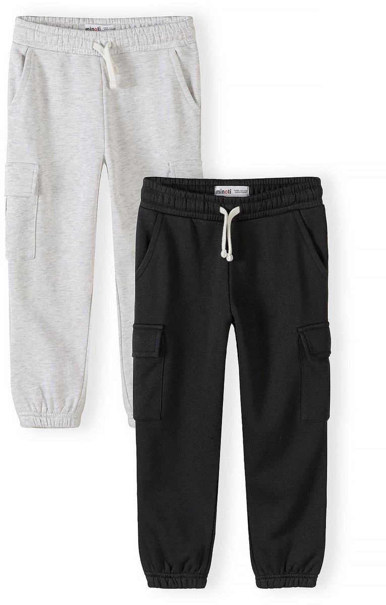 Minoti joggingbroek meisjes 2-pack met cargo zakken - katoen - grijs
