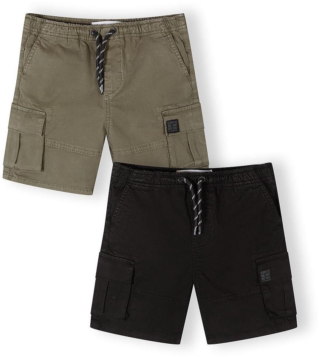 Minoti korte broek jongens 2-pack cargo - katoen - zwart