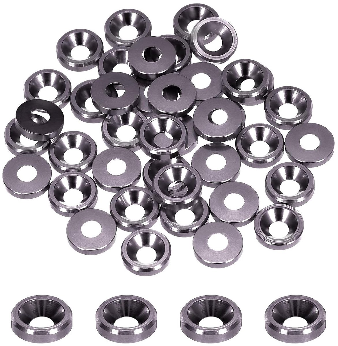 M3 kegelbeker verzonken schijven, gatdiameter 3,1 mm, aluminium afdichtingen bekerschijfafdichting voor schroeven RC/FPV/PC/drone accessoires modelonderdelen, 40 stuks (titanium grijs)