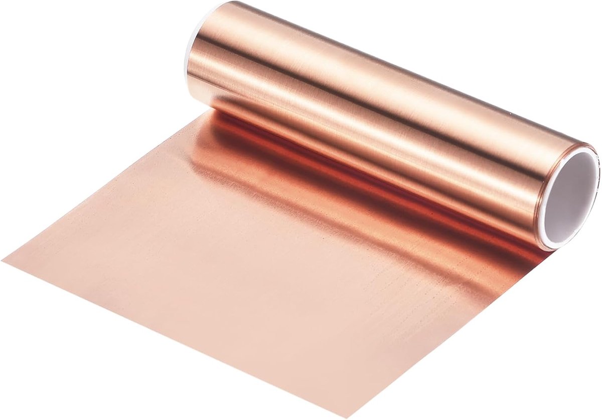Rol koperfolie, 2000 mm x 90 mm x 0,05 mm, puur koper, 99,9%, knipperlicht van metaalfolie voor doe-het-zelfprojecten, elektriciteit (verschillende maten)