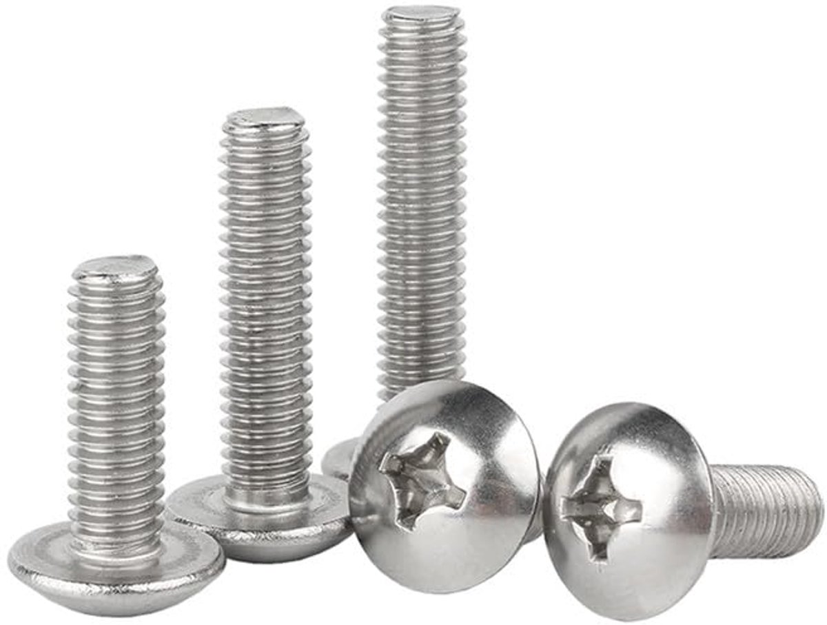 staal 304 Kruiskop Champignon Rond hoofd Bouten | Machine schroeven Bevestigingen M2.5 x 4mm 50 Pcs