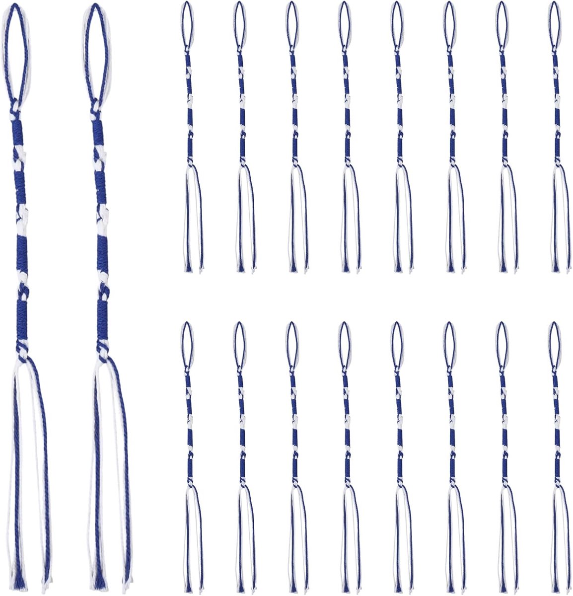 18 Stks Blauw en Wit Katoen Kwastje Opknoping Ornamenten Katoen Traditionele Tzitzits Set Home Decor Kwastjes voor Broek Jeans
