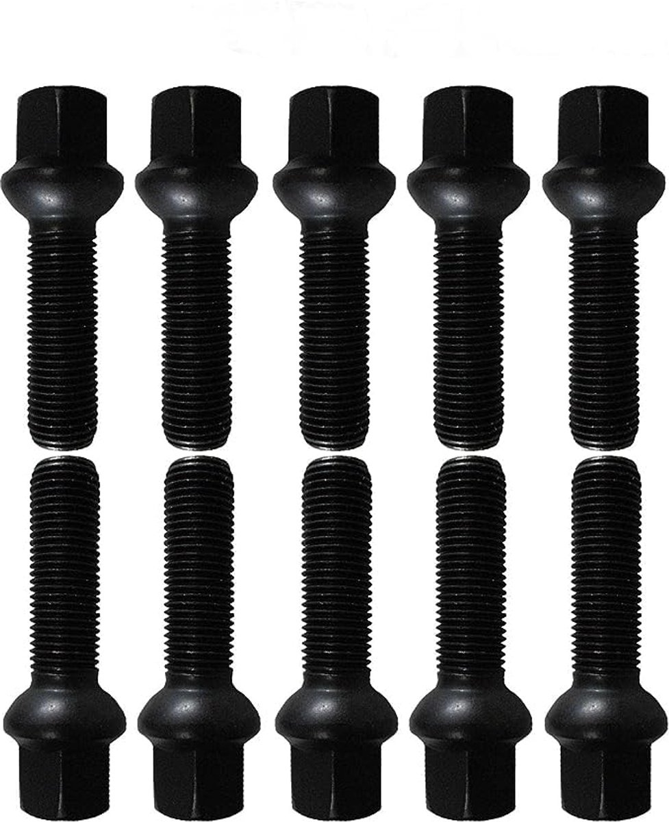 Bouten M14x1,5 45mm Zwart 10 Stuks Kogelring R14 HEX17