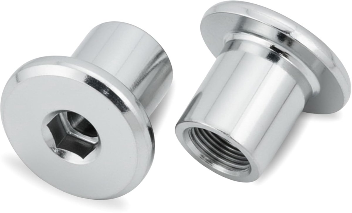 Hulsmoeren met Platte Kop Binnenzeskant M6 x 15 x 15 mm - 10 Stuk - Wit Verzinkt Staal Cilindermoeren met Inbuskop