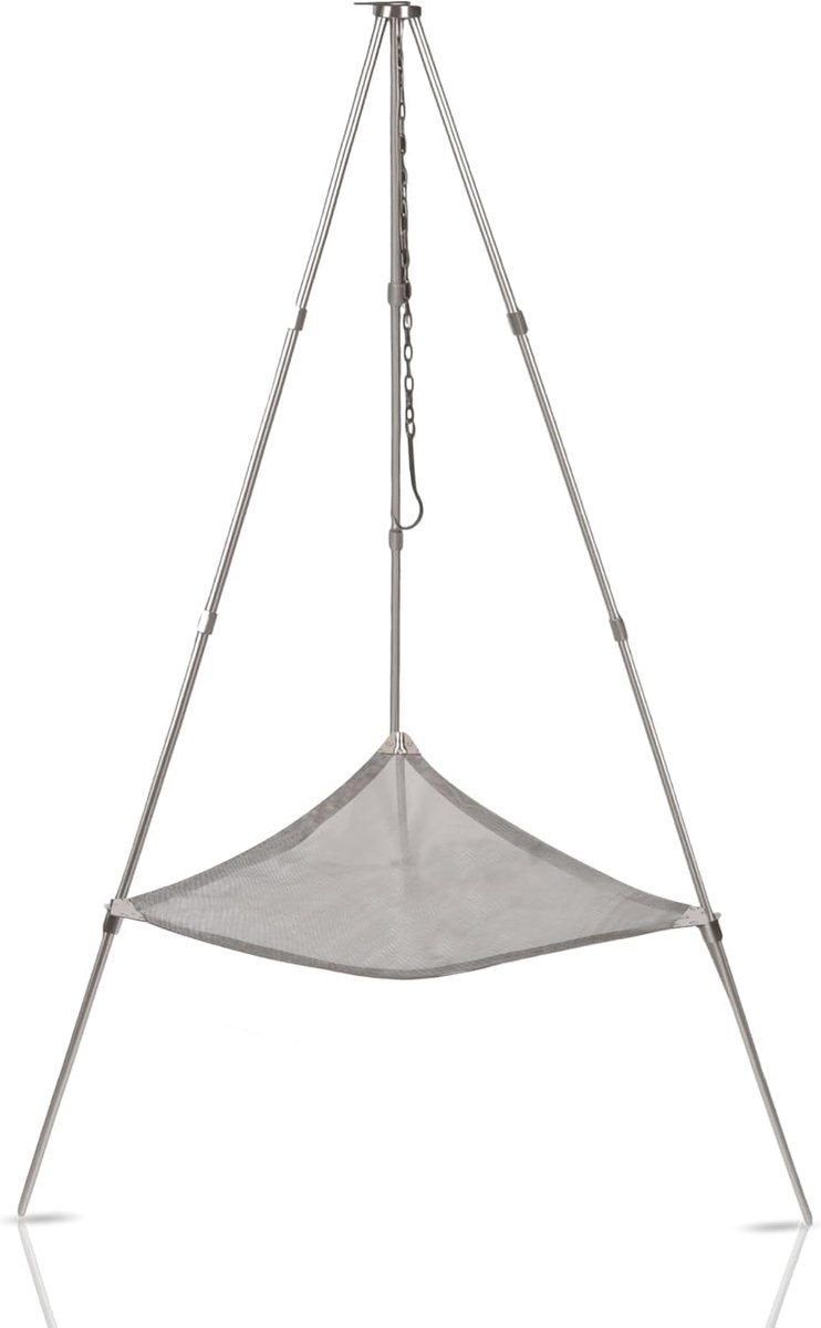 driepoot frame, draagbaar vuurrooster voor camping, inklapbaar driepoot grillrooster met kookpanhouder voor tuin, camping, strand, barbecue en picknick