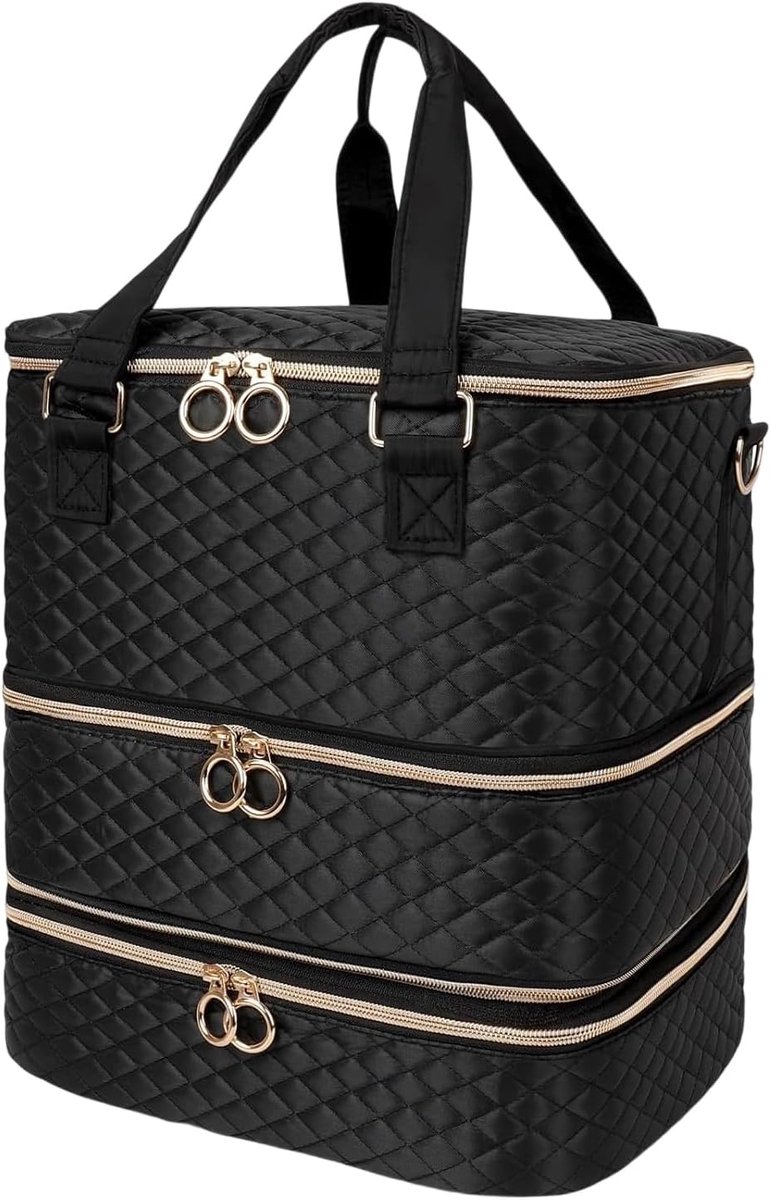 3 verdiepingen organizer voor nagelaccessoires, bevat 84 flessen, grote organizer voor nagelaccessoires en opbergtas met schouderriem voor de salon en thuisgebruik