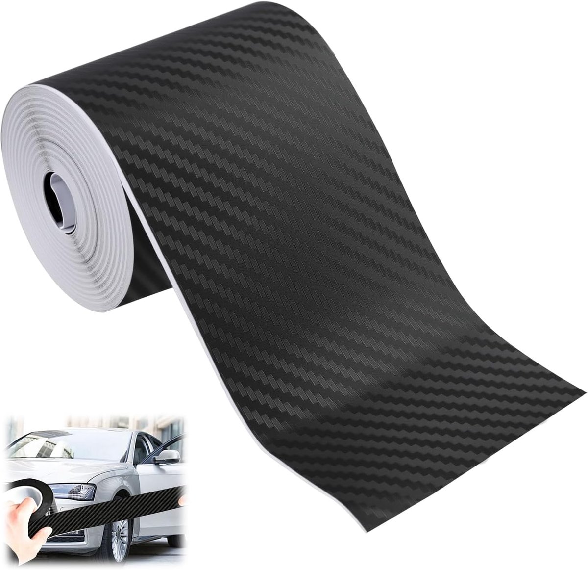 zwart, koolstofvezelstickers, autofolie, zelfklevend, 7 cm x 10 m, universeel voor autodeuren, deurgrepen, bumpers ter bescherming tegen krassen, beschadigingen (zwart)