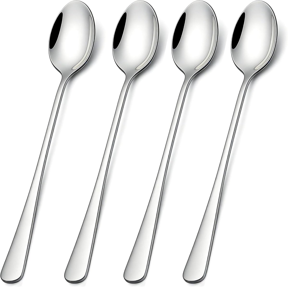 Roerlepel met lange steel, 17 cm roestvrijstalen multifunctionele lepels voor koffie, ijsthee, honing en cocktails, spiegelgepolijst en vaatwasmachinebestendig, ideaal voor thuis, bar of als cadeau