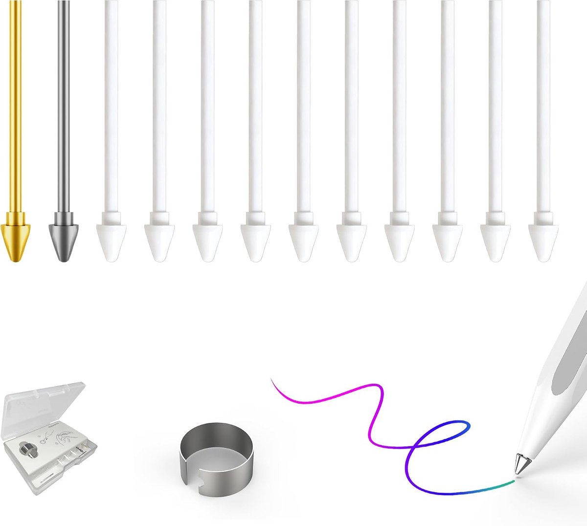 veren/punten vervanging voor Samsung Galaxy Tab S11/S11 Ultra S pen, veer/punten + clip + organizer (2 metalen punten + 10 kunststof veren)