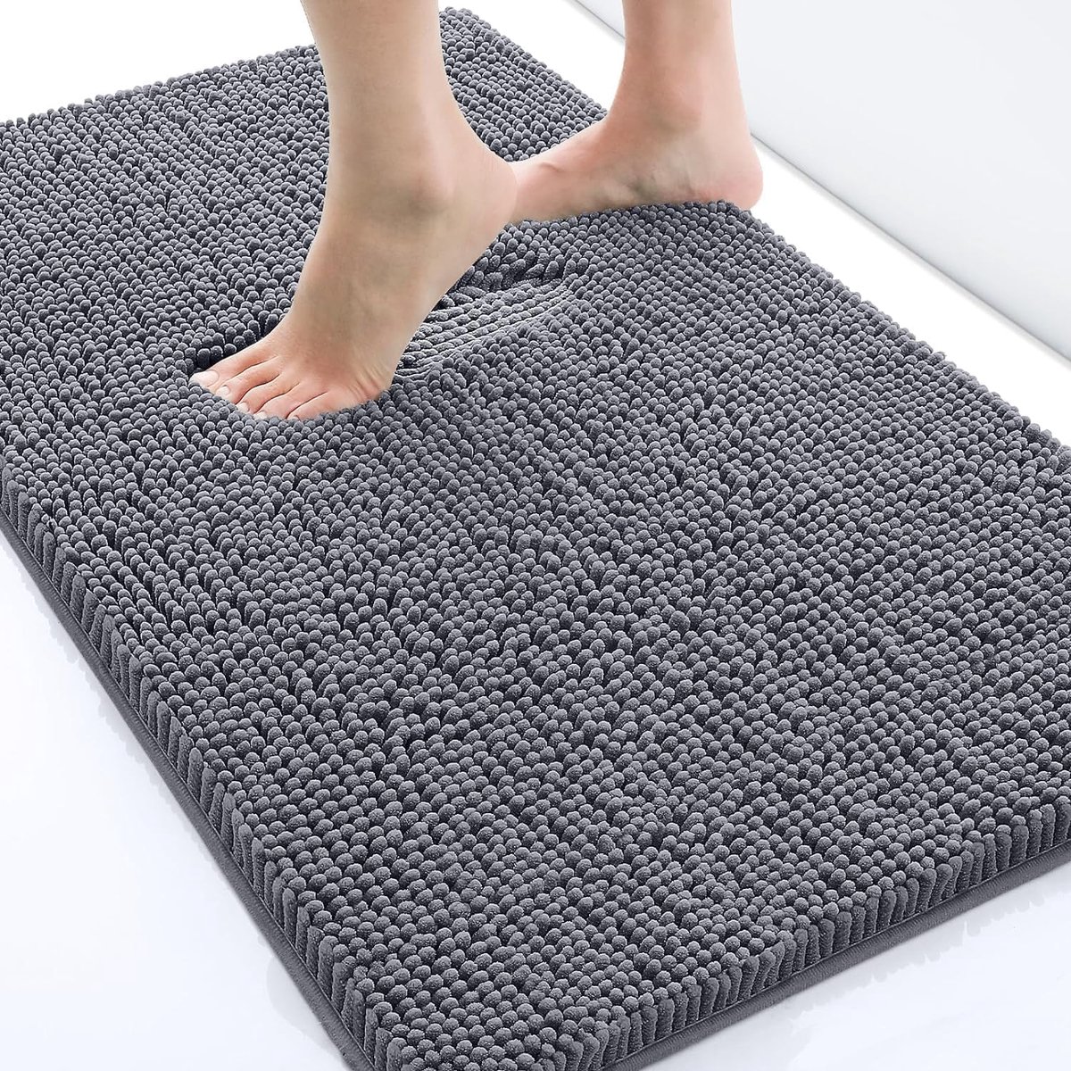 Antislip badmat, zachte chenille microvezel badkamertapijt, absorberende badmat, machinewasbaar - 50 x 80 cm, donkergrijs