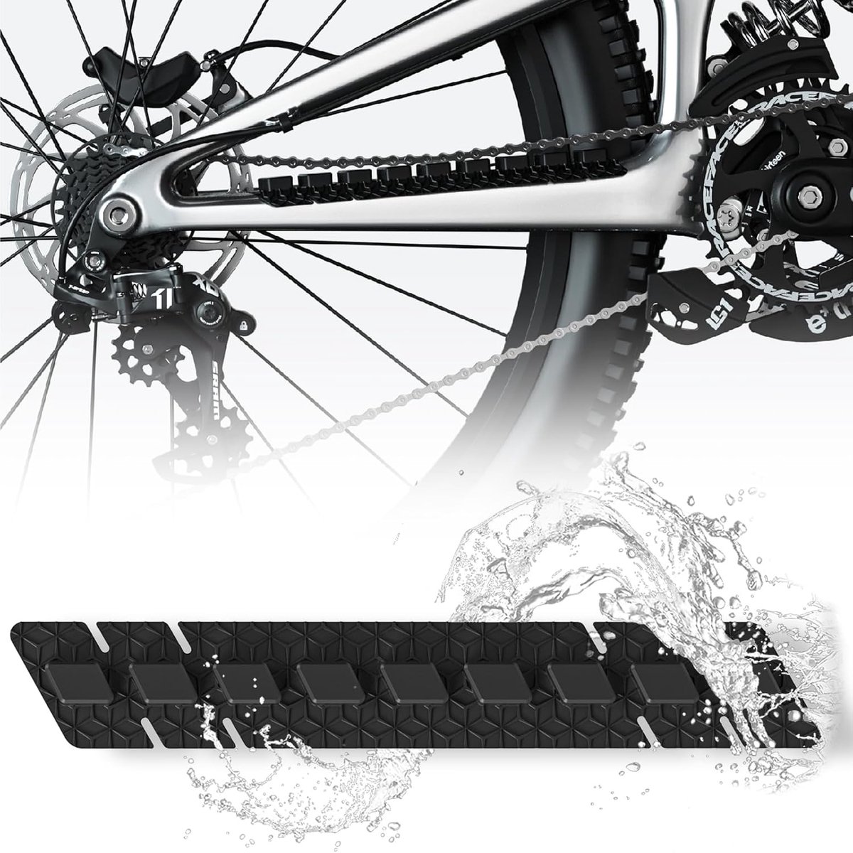 siliconen, antislip, zelfklevend, voor ketting en onderbuis, duurzame beschermfolie voor MTB, racefiets, e-bike, accessoires, bescherming, zwart