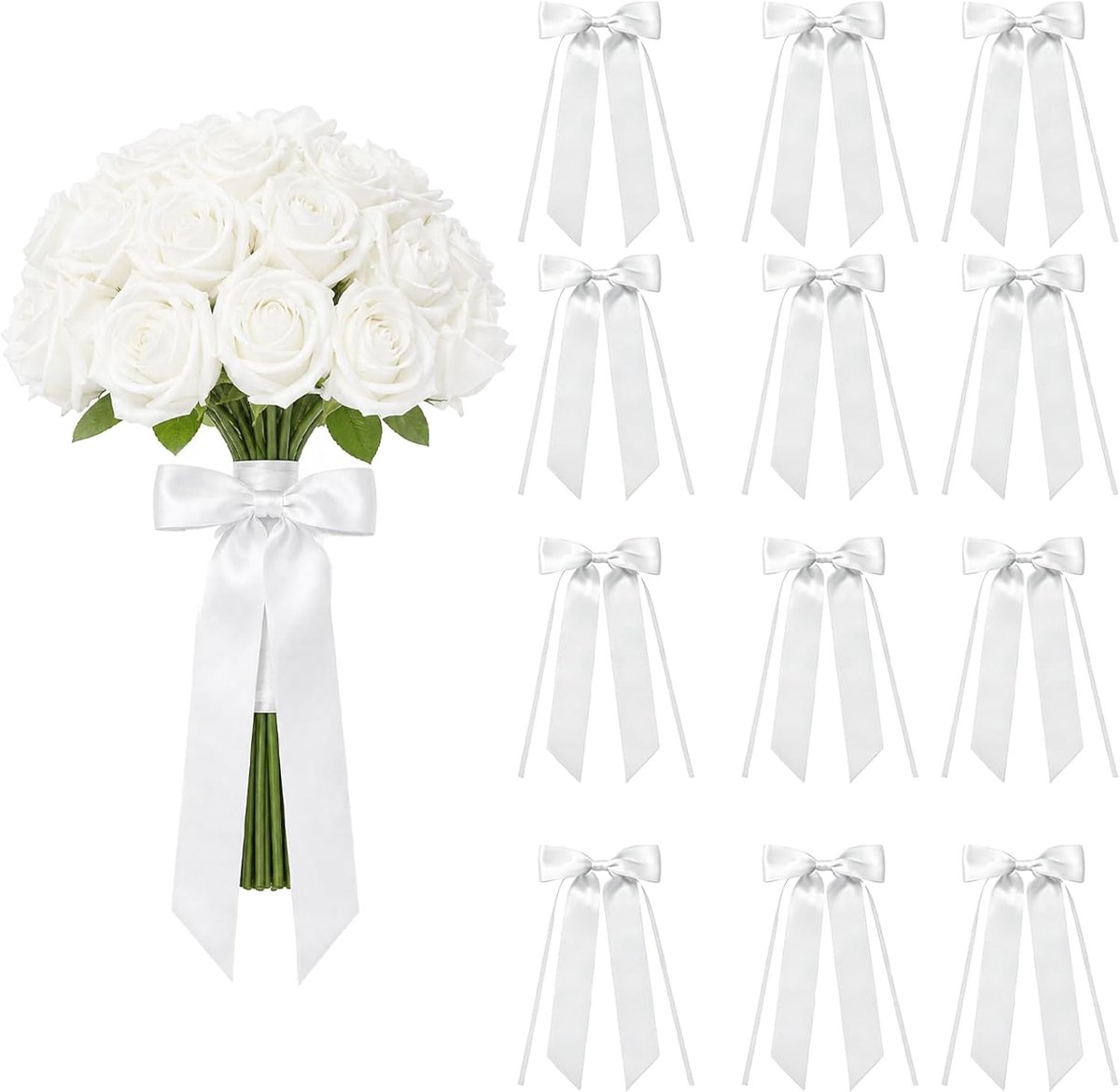 Strikken, 24 cm, kant-en-klare decoratieve strikken, cadeaulint voor wijnflessen, geschenkzakjes, geschenkdozen, kerstdecoratie, bruiloft en doe-het-zelf