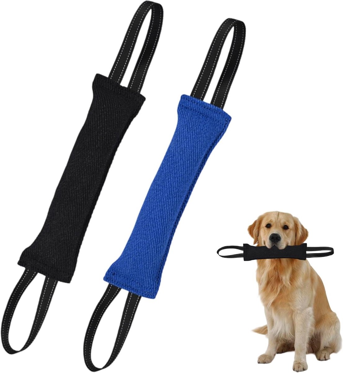 Toy, bijtspeelgoed voor honden, 30 cm met 2 handgrepen, set van 2 katoenen trainingsstoppers voor trekken, herstel en intelligentiespellen, middelgrote tot grote honden