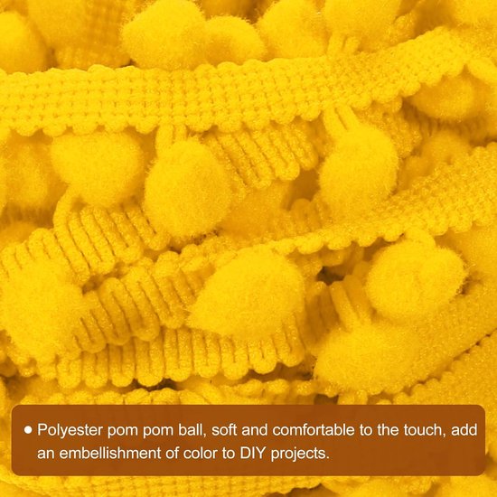 20 yards Pom Pom Ball Fringe Trim, band naai-accessoires DIY knutselen voor gordijnen, kleding, kussens decoratie (8 mm, donkergeel) — afbeelding 3