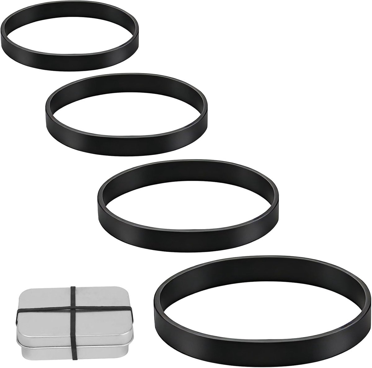 Elastieken zwart, 100 stuks, duurzame brede rubberen ringen, verschillende maten, van natuurlijk rubber, elastische en tactische huishoudelijke rubbers voor kantoor, huis, school en