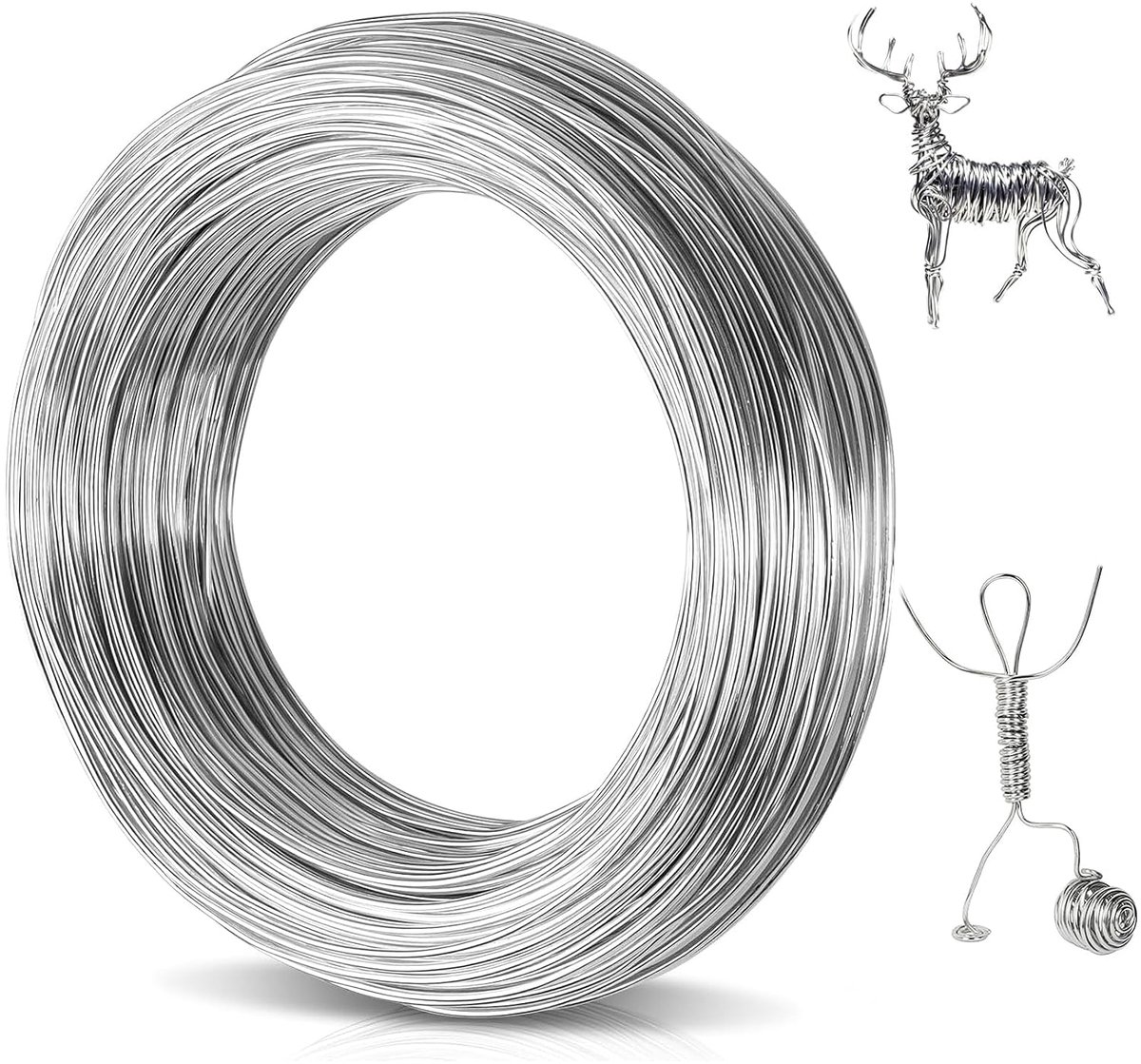 Draad, 1 mm x 50 m, buigzame draad om te knutselen, aluminium sieradendraad, dik aluminium draad voor sculptuur, modellering, skelet, bloemen maken, poppen, DIY, sieraden maken