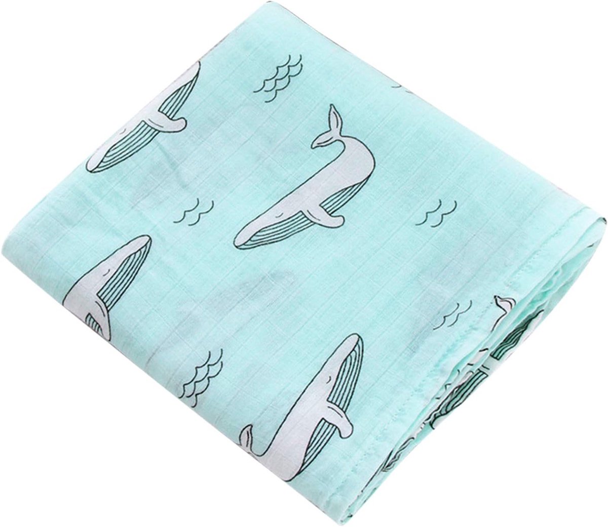 baby wikkeldeken zachte grote mousseline vierkanten (walvis, 120 x 120 cm)